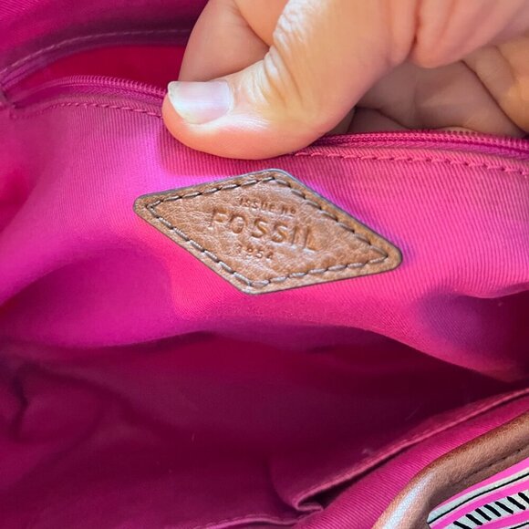 Fossil Pink Rachel Tote Tote Bag With Leather Straps & Key Charm - Picture 7 of 7